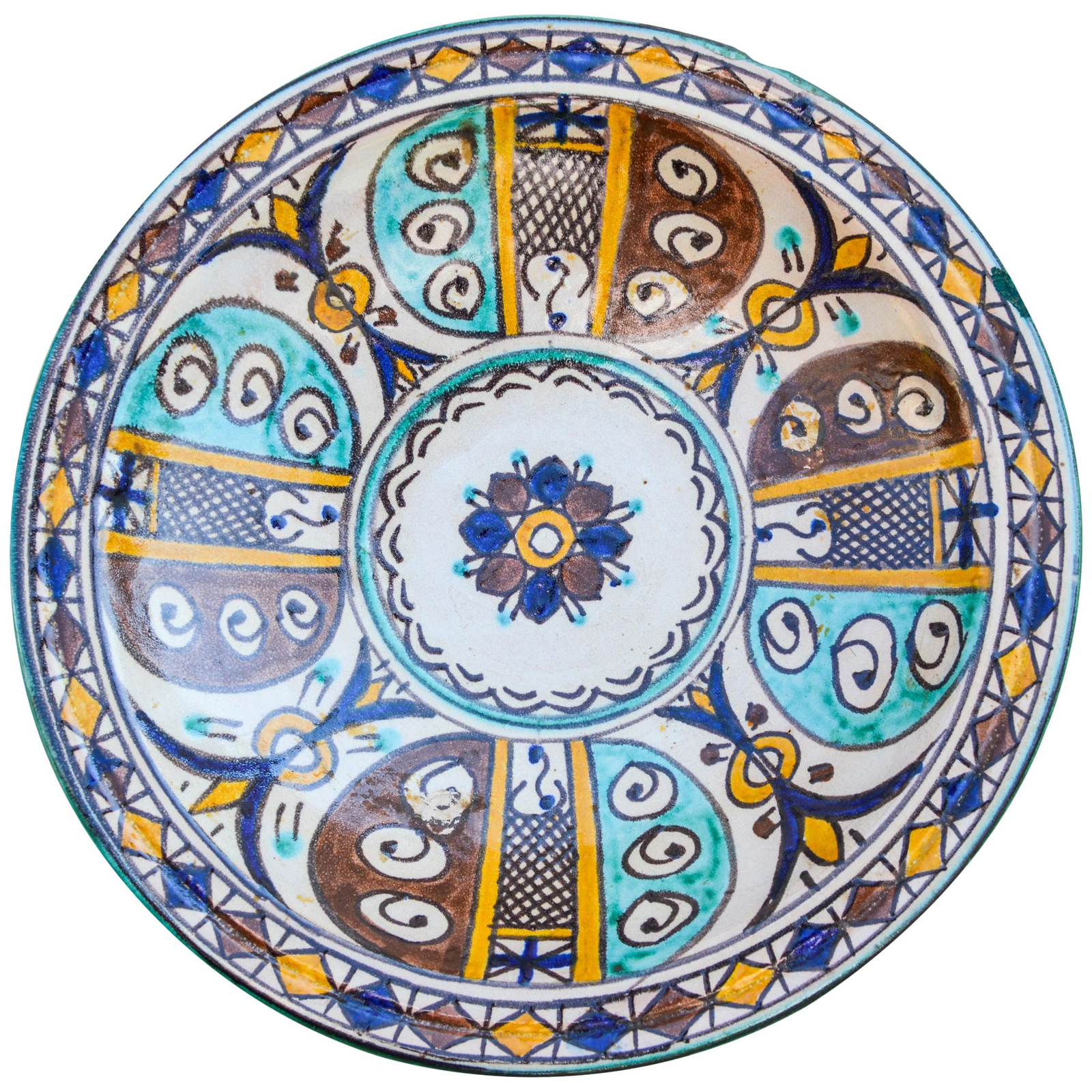 13 Handcrafted Moroccan Decorative Ceramic Plate Geometric Pattern - Image 1