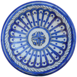 Handcrafted Moroccan Decorative Ceramic Plate Blue Radial Pattern