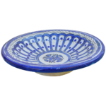 Handcrafted Moroccan Decorative Ceramic Plate Blue Radial Pattern - Image 2