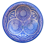 Handcrafted Moroccan Decorative Ceramic Plate Blue Traditional Pattern - Image 3