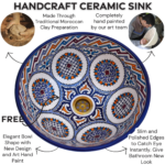 Handcrafted Moroccan Decorative Ceramic Bowl Geometric Zigzag Pattern - Image 3