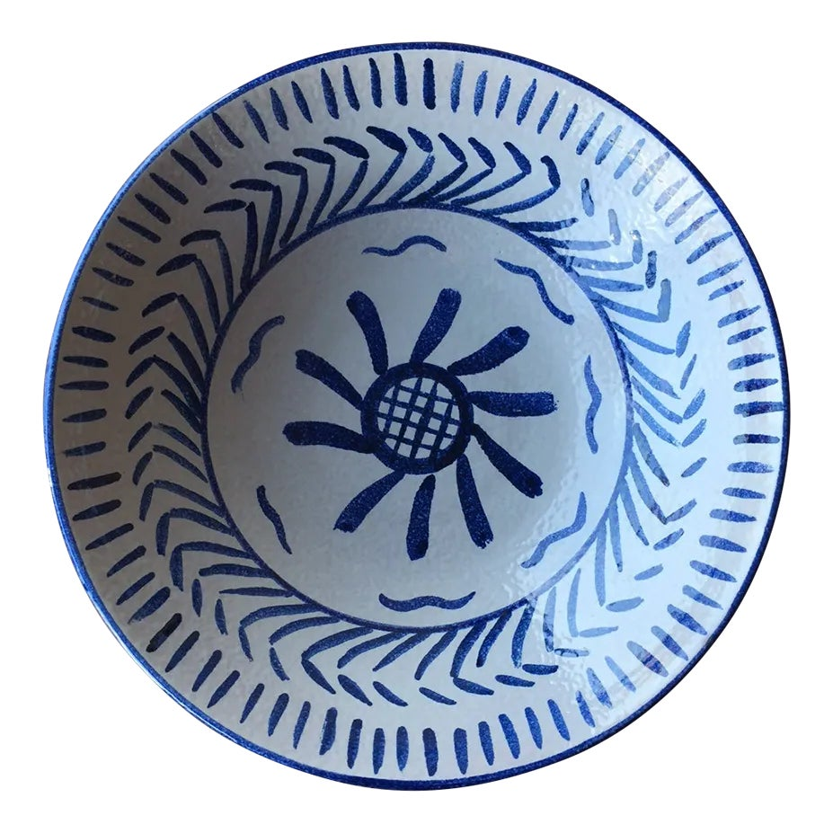 50 Handcrafted Moroccan Decorative Ceramic Plate Minimal Blue Pattern - Image 1