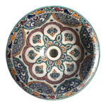 Handcrafted Moroccan Decorative Ceramic Plate Detailed Floral Ornament