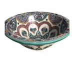 Handcrafted Moroccan Decorative Ceramic Plate Detailed Floral Ornament - Image 2