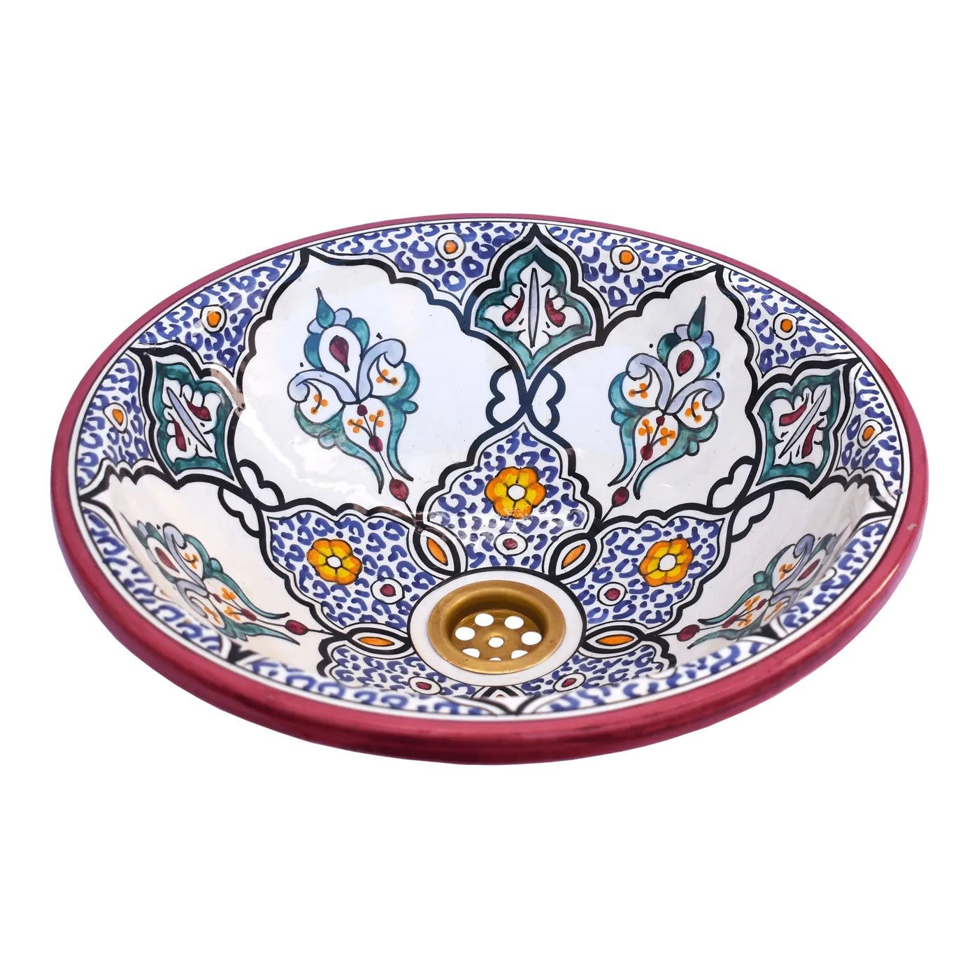 80 Handcrafted Moroccan Ceramic Sink Basin Decorative Floral Pattern - Image 1