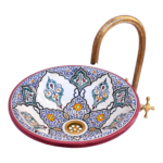 Handcrafted Moroccan Ceramic Sink Basin Decorative Floral Pattern - Image 2